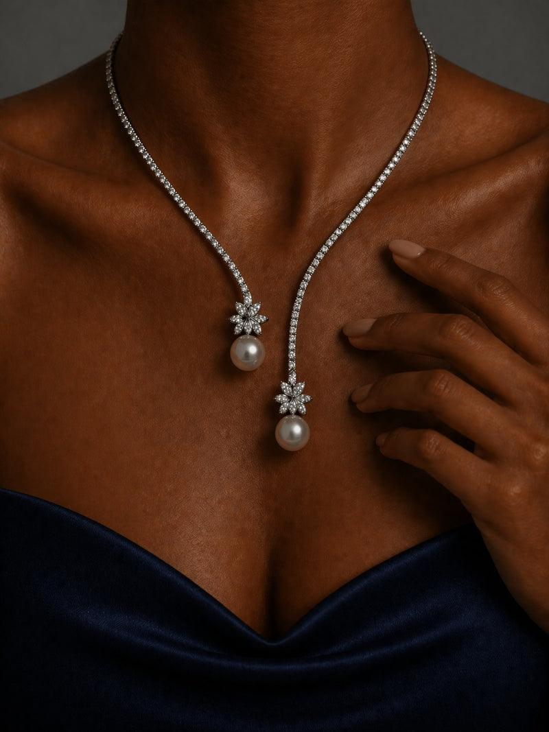 Elegant Sterling Silver Pearl Necklace with a Lustrous Shine