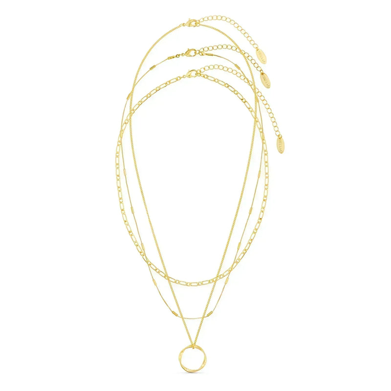 Circa | Gold Open-Circle Three-Row Necklace – Elegant Layered Design