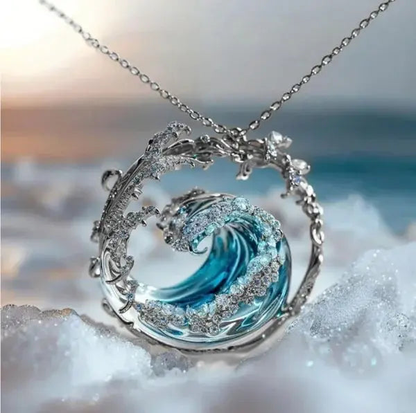 Ocean-Inspired Promise Pendant Necklace