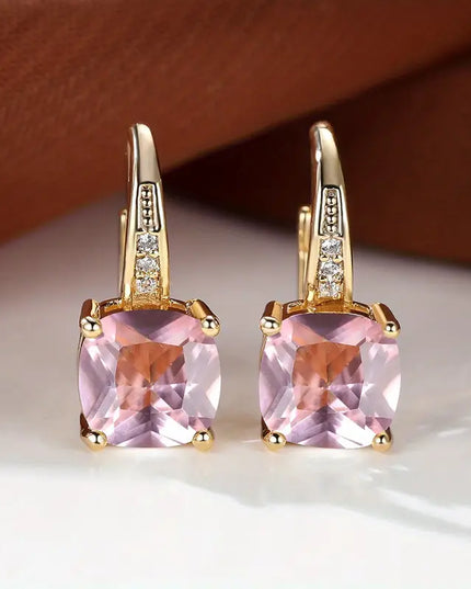 Radiant Mystic Sapphire Stone Gold Hoop Earrings