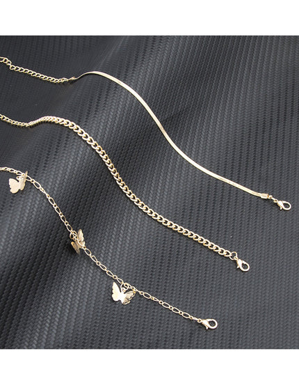 Goldtone Butterfly Station Anklet Set — jewelry gift detail view 2 | Dear Given