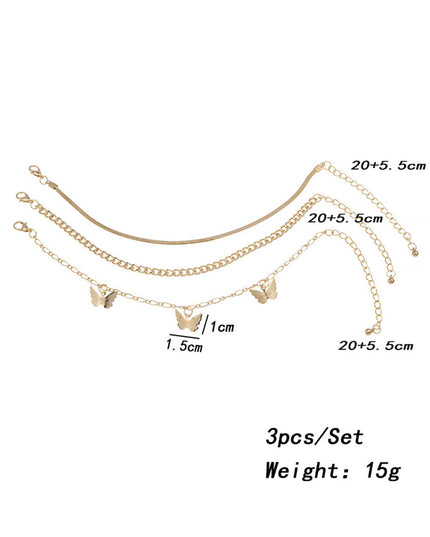 Goldtone Butterfly Station Anklet Set — jewelry gift detail view 4 | Dear Given