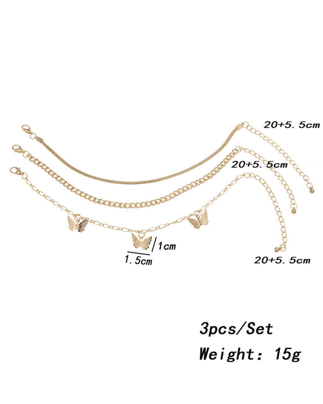 Goldtone Butterfly Station Anklet Set — jewelry gift detail view 4 | Dear Given
