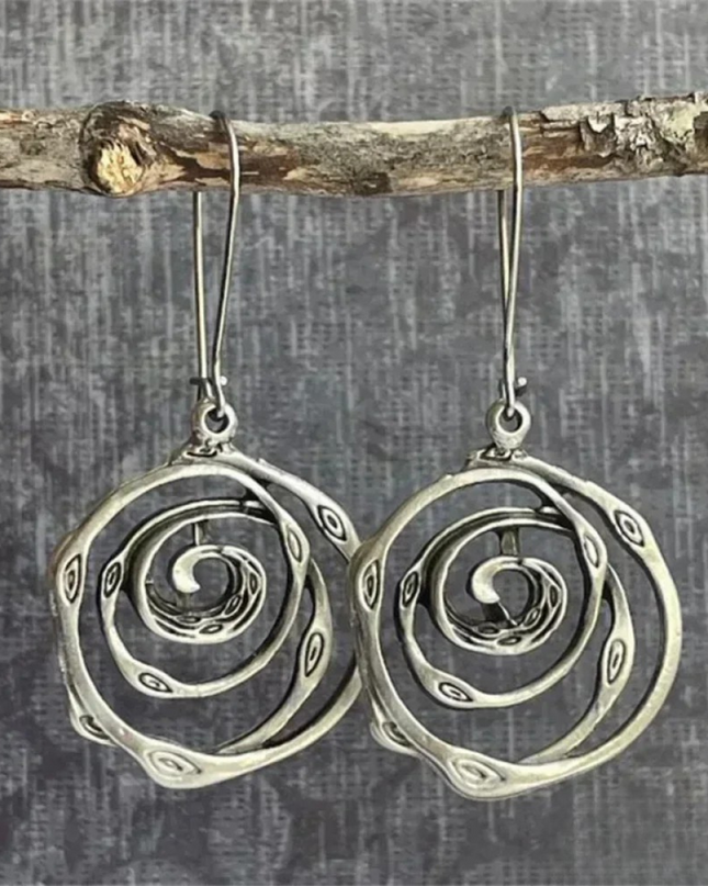 Maze Silver Earrings - Sleek Geometric Maze Design