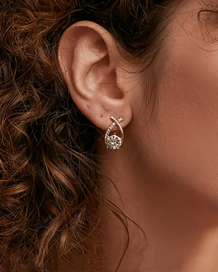 Gleaming Golden Cross Zirconia Stud Earrings