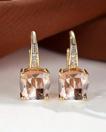 Radiant Mystic Sapphire Stone Gold Hoop Earrings