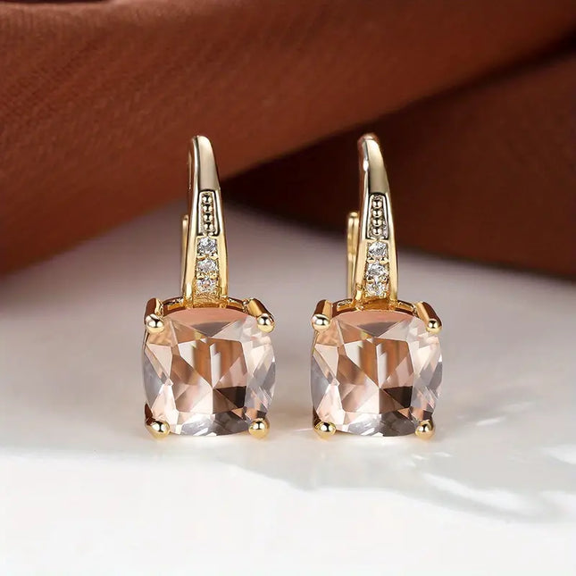 Radiant Mystic Sapphire Stone Gold Hoop Earrings