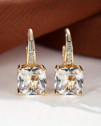 Radiant Mystic Sapphire Stone Gold Hoop Earrings