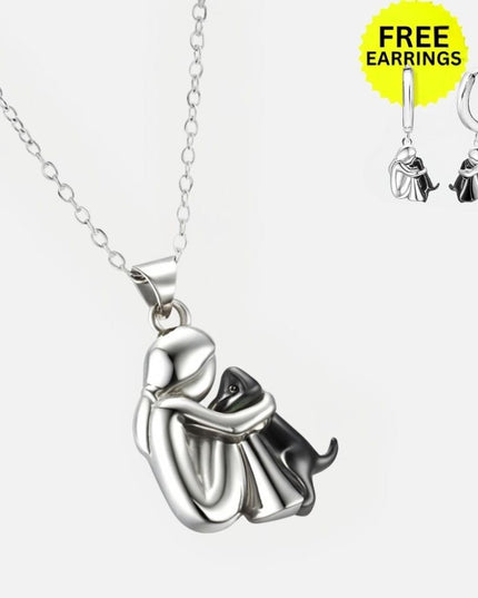 Hug Pendant Necklace Set with Free Earrings - Limited-Time Bonus Offer