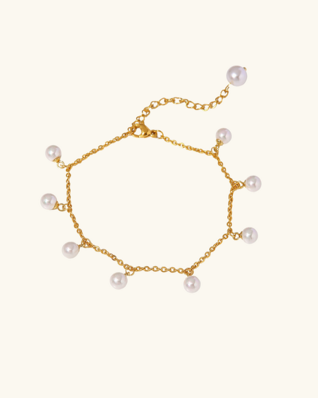 Freshwater Pearl Anklet - Golden Droplets — jewelry gift detail view 2 | Dear Given