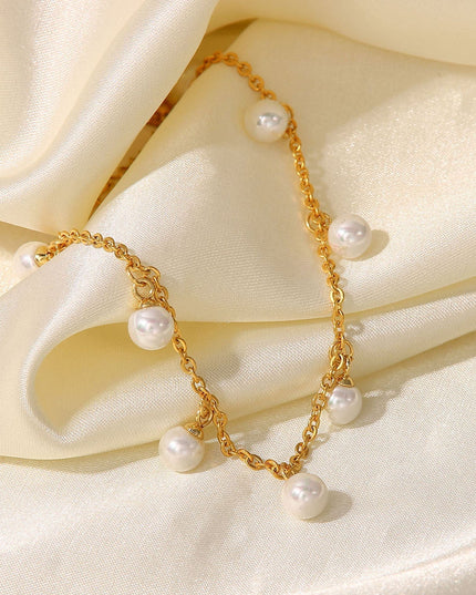 Freshwater Pearl Anklet - Golden Droplets — jewelry gift detail view 3 | Dear Given