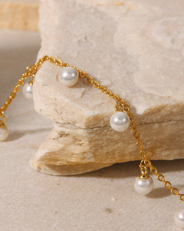 Freshwater Pearl Anklet - Golden Droplets — jewelry gift detail view 5 | Dear Given
