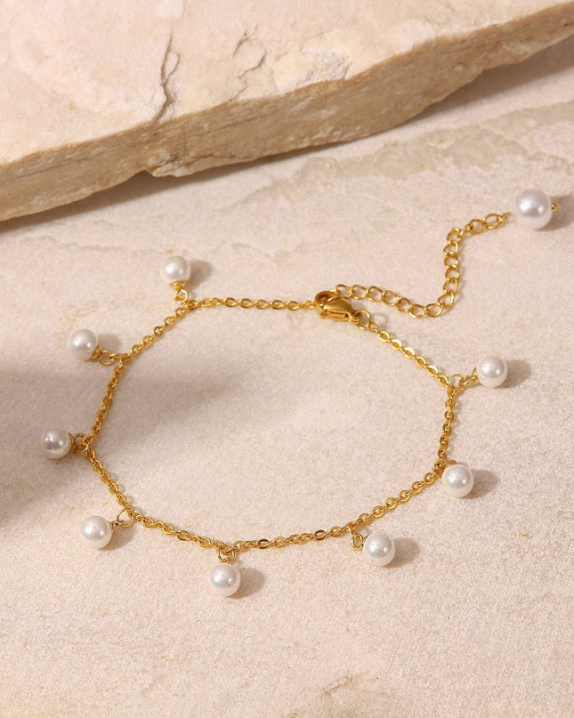 Freshwater Pearl Anklet - Golden Droplets — jewelry gift detail view 6 | Dear Given