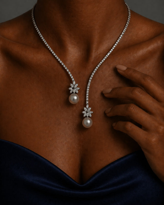 Elegant Sterling Silver Pearl Necklace with a Lustrous Shine