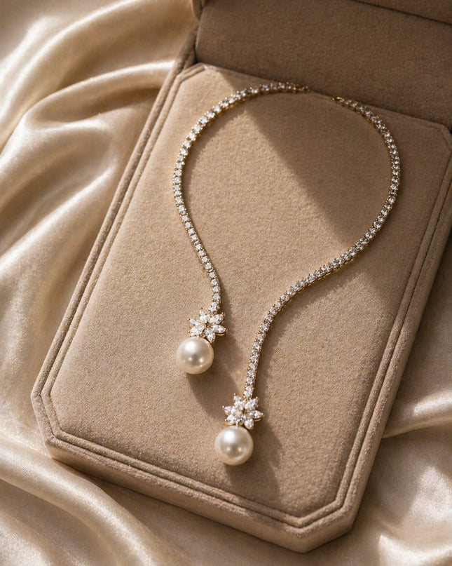 Elegant Sterling Silver Pearl Necklace with a Lustrous Shine