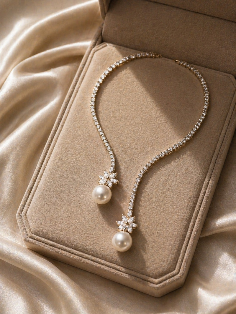 Elegant Sterling Silver Pearl Necklace with a Lustrous Shine