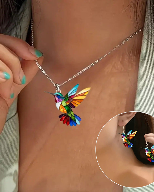 Aurea | Enchanting Hummingbird Pendant Necklace — jewelry gift detail view 4 | Dear Given