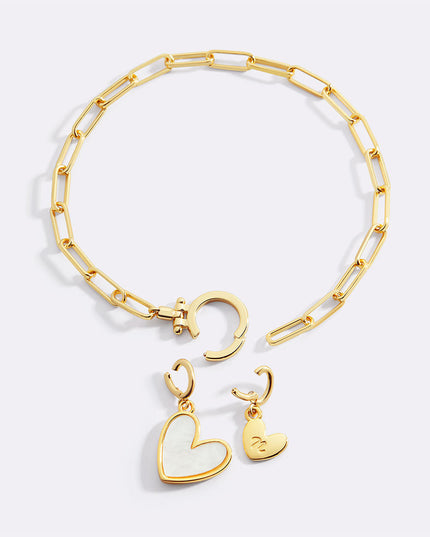 Mother Of Pearl Initial Heart Charm Bracelet