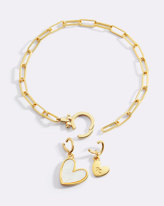 Mother Of Pearl Initial Heart Charm Bracelet