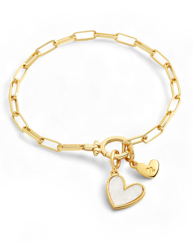 Mother Of Pearl Initial Heart Charm Bracelet