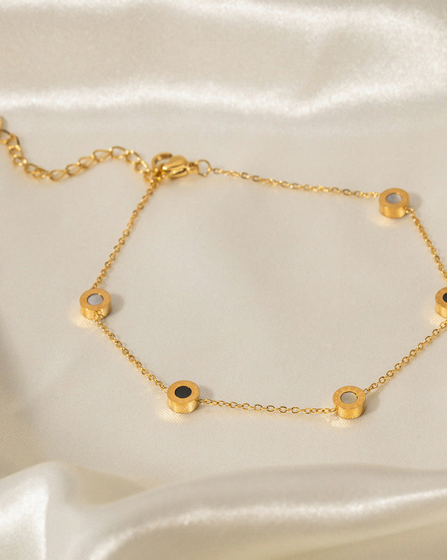 Luxe Circle Charm Gold Anklet — jewelry gift detail view 5 | Dear Given