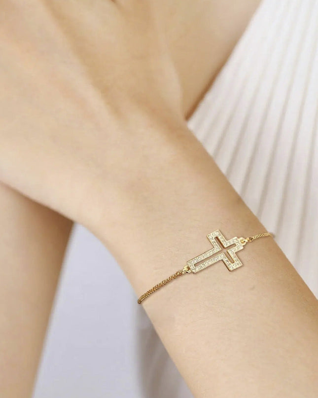 Hollowed Out Cross Bracelet - Gift Jewelry | Dear Given