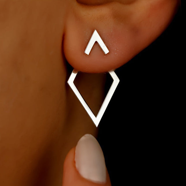 Diamond Combination Design Simple High Sense Earrings — jewelry gift detail view 2 | Dear Given