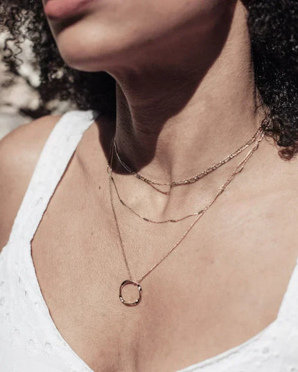 Circa | Gold Open-Circle Three-Row Necklace – Elegant Layered Design — jewelry gift detail view 3 | Dear Given