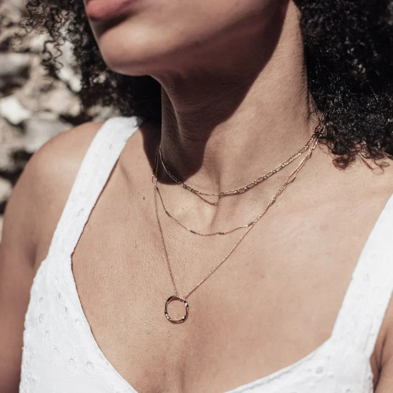 Circa | Gold Open-Circle Three-Row Necklace – Elegant Layered Design