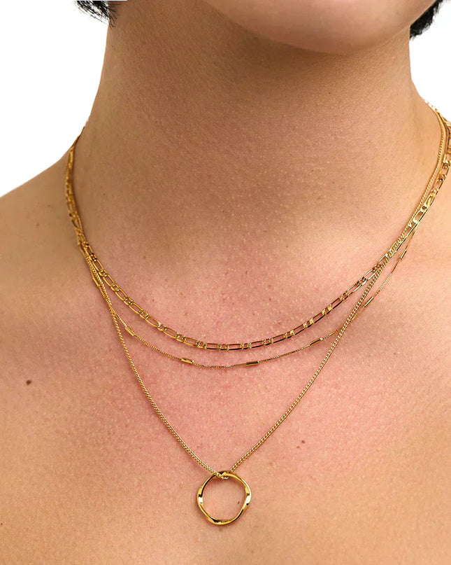 Circa | Gold Open-Circle Three-Row Necklace – Elegant Layered Design — jewelry gift detail view 4 | Dear Given
