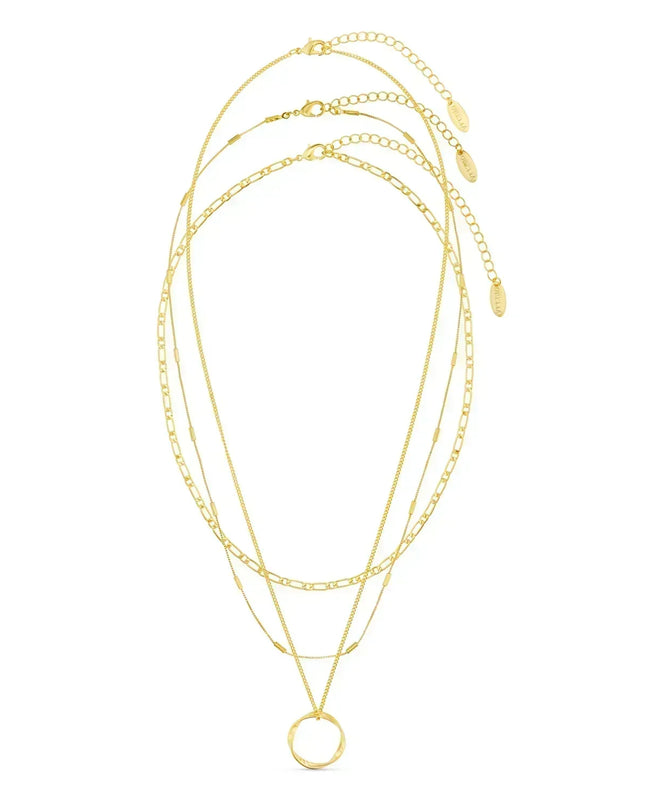 Circa | Gold Open-Circle Three-Row Necklace – Elegant Layered Design — jewelry gift detail view 2 | Dear Given