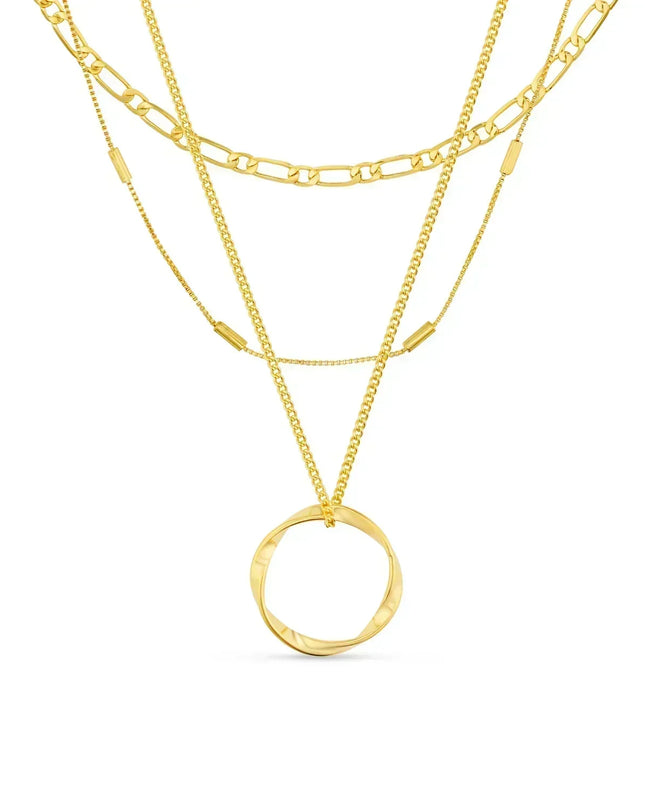Circa | Gold Open-Circle Three-Row Necklace – Elegant Layered Design — heartfelt jewelry gift for her | Dear Given