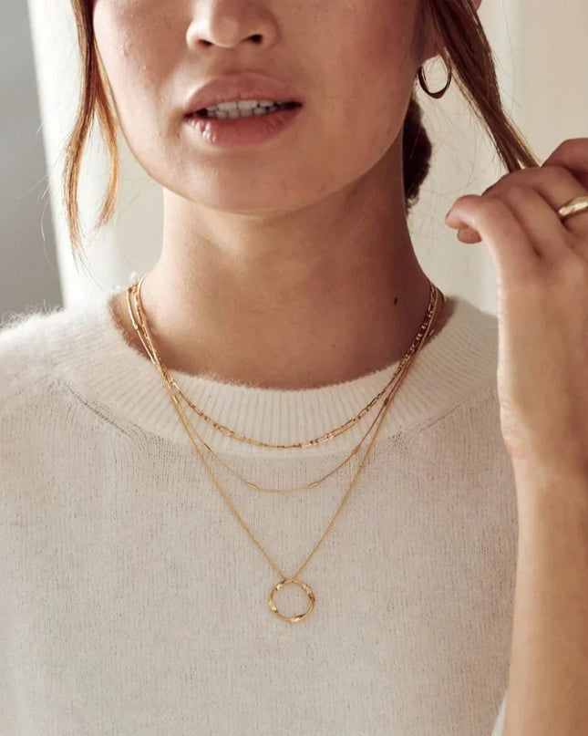 Circa | Gold Open-Circle Three-Row Necklace – Elegant Layered Design — jewelry gift detail view 7 | Dear Given