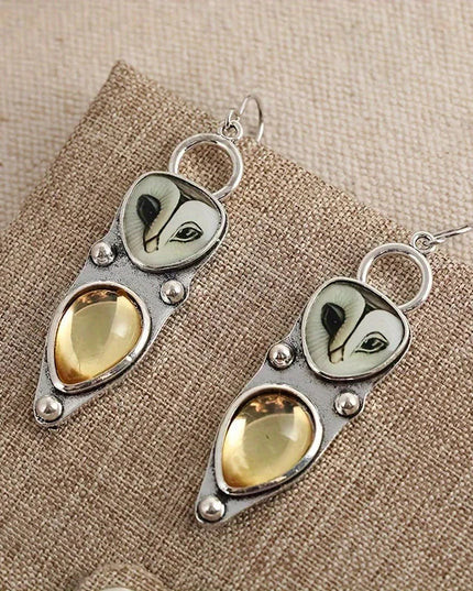 Boho Owl Drop Earrings - Nickel-Free & Hypoallergenic for Sensitive Ears — jewelry gift detail view 2 | Dear Given