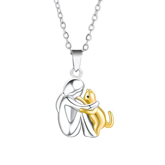 Cat Hug Pendant Necklace - Adorable Cozy Charm for Cat Lovers — heartfelt jewelry gift for her | Dear Given