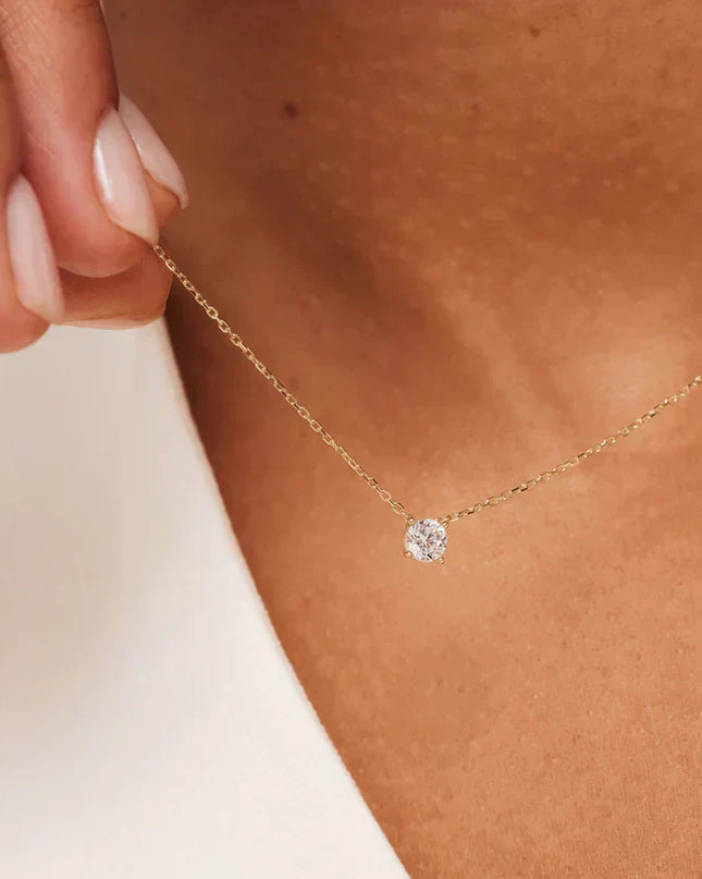 Clea Gold Moissanite Pendant Necklace — jewelry gift detail view 4 | Dear Given