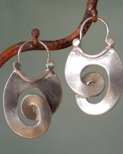 Vintage Silver Earrings with Irregular, Organic Design