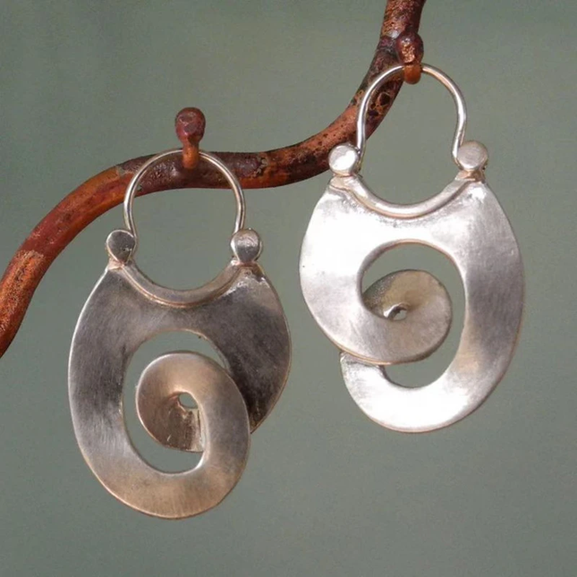 Vintage Silver Earrings with Irregular, Organic Design