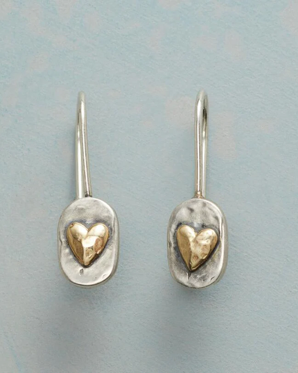 Two-Tone Silver and Gold Heart Earrings