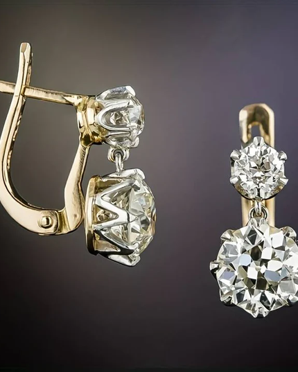 Marcelline | Vintage Gold Zircon Earrings — Timeless Elegance, Radiant Sparkle