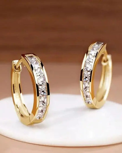 Glamorous Gold & Crystal Hoop Earrings