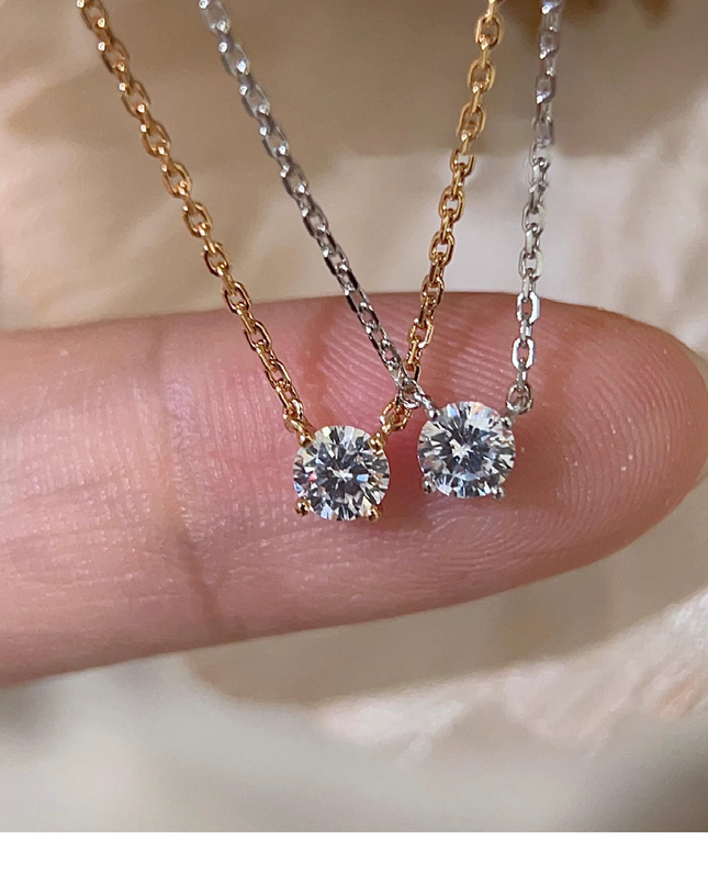 Clea | Gold Moissanite Stone Necklace – Radiant Brilliance — heartfelt jewelry gift for her | Dear Given