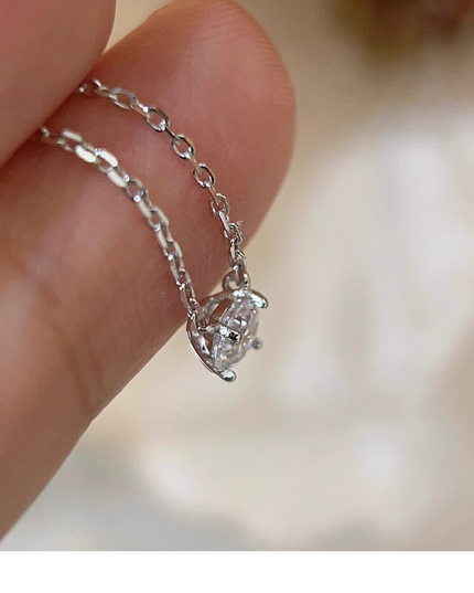 Clea | Gold Moissanite Stone Necklace – Radiant Brilliance — jewelry gift detail view 3 | Dear Given