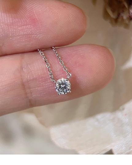 Clea | Gold Moissanite Stone Necklace – Radiant Brilliance — jewelry gift detail view 4 | Dear Given