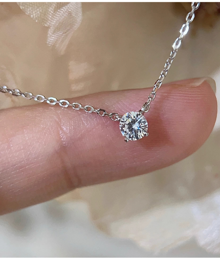 Clea | Gold Moissanite Stone Necklace – Radiant Brilliance — jewelry gift detail view 2 | Dear Given