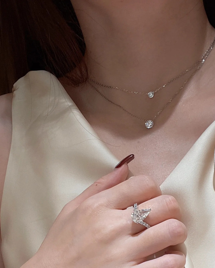 Clea | Gold Moissanite Stone Necklace – Radiant Brilliance — jewelry gift detail view 5 | Dear Given