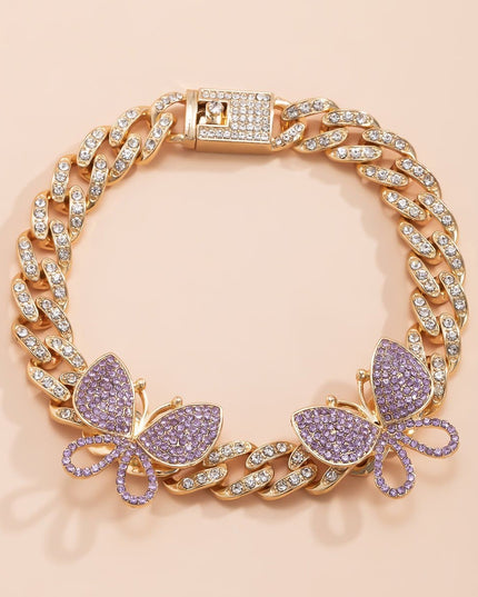 Rhinestone Decor Butterfly Charm Anklet — jewelry gift detail view 44 | Dear Given