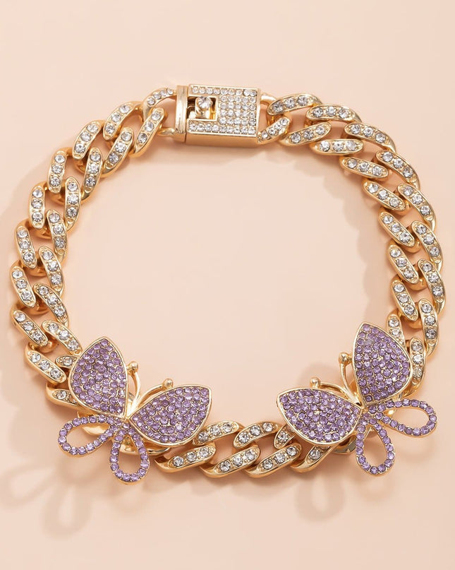 Rhinestone Decor Butterfly Charm Anklet — jewelry gift detail view 44 | Dear Given