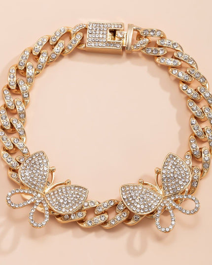Rhinestone Decor Butterfly Charm Anklet — jewelry gift detail view 42 | Dear Given