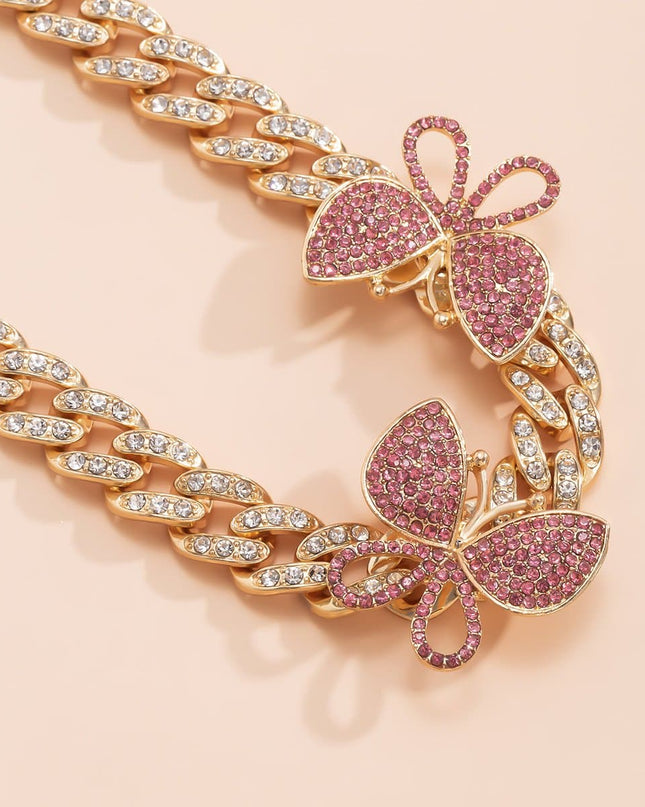 Rhinestone Decor Butterfly Charm Anklet — jewelry gift detail view 7 | Dear Given